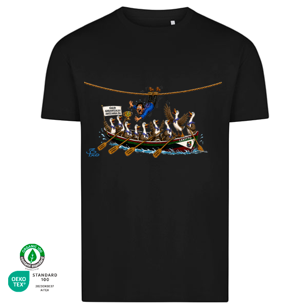 Camiseta Colección Gansos (Diseño Trainera) en color Negro