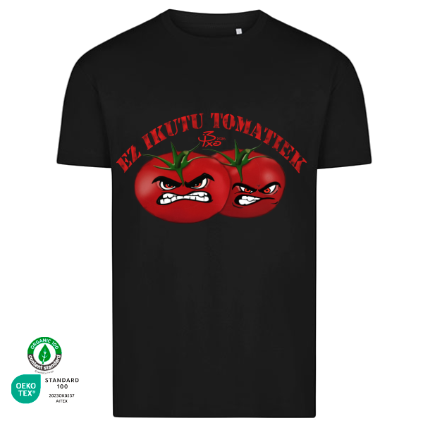 Camiseta Ez Ikutu Tomatiek en color negro